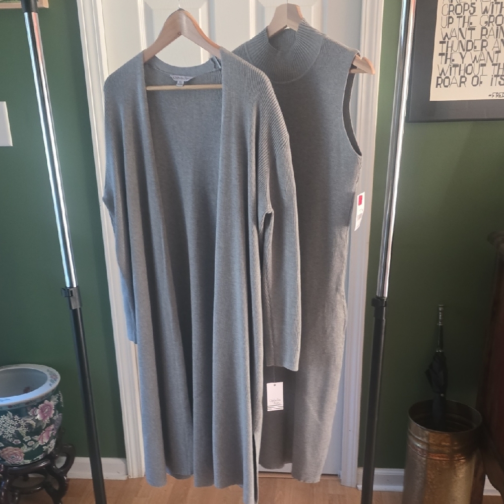 Gray Cardigan Sweater with Cozy Knit Design